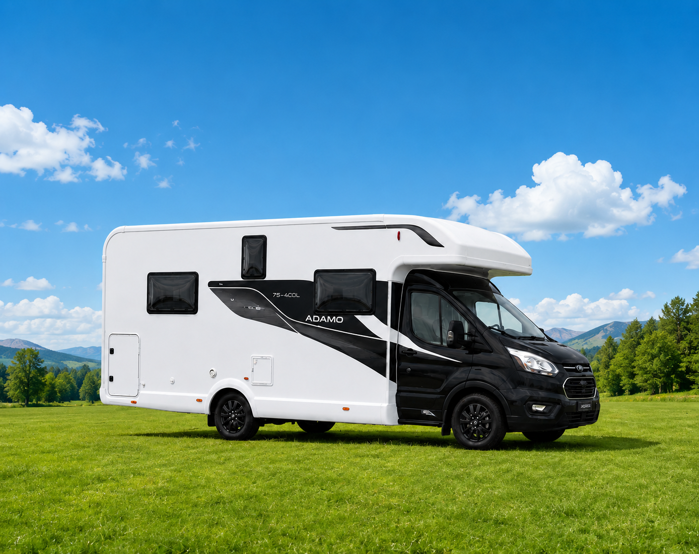 The Bailey Adamo 75-4DL parked in a meadow